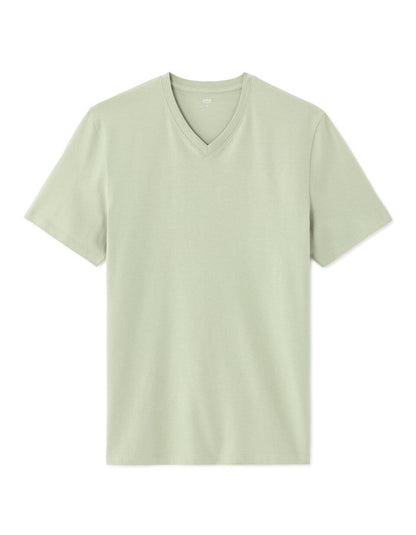 Regular-Fit Pure Cotton V-Neck T-Shirt - Light Green — view 1