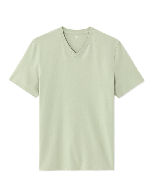 Regular-Fit Pure Cotton V-Neck T-Shirt - Light Green — view 1