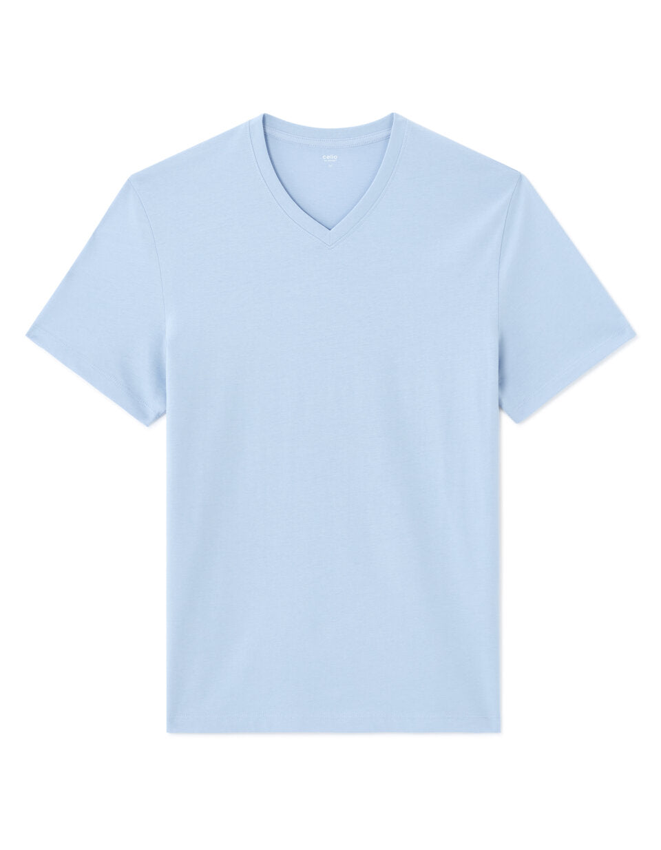 Regular-Fit Pure Cotton V-Neck T-Shirt - Medium Blue — view 1