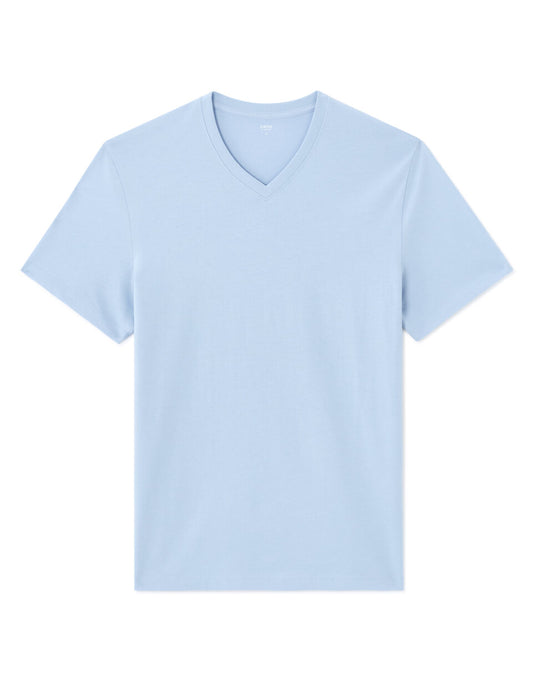 Regular-Fit Pure Cotton V-Neck T-Shirt - Medium Blue — view 1
