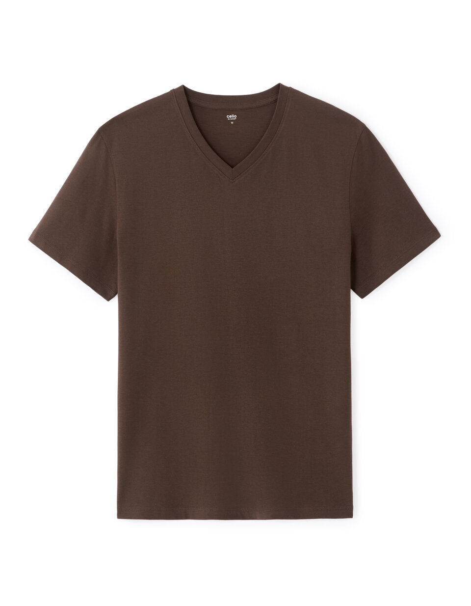 Regular-Fit Pure Cotton V-Neck T-Shirt - Brown — view 1