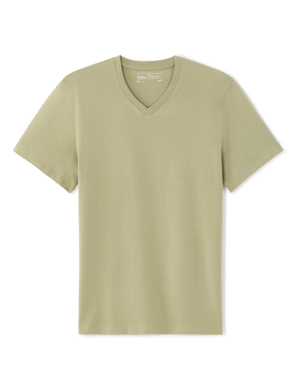 Regular-Fit Pure Cotton V-Neck T-Shirt - Tea Green — view 1