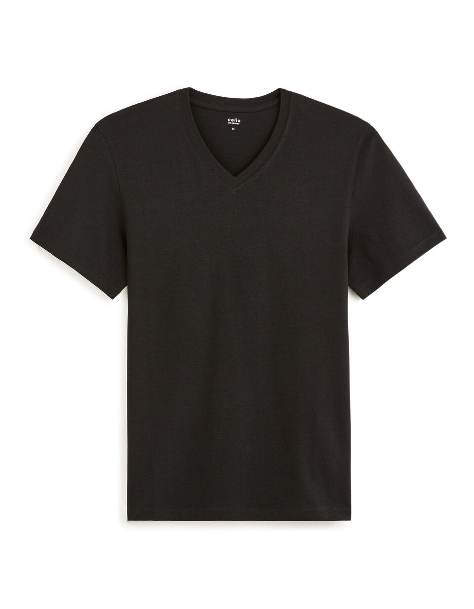 Regular-Fit Pure Cotton V-Neck T-Shirt - Black — view 1