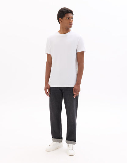 Regular-Fit Longline Pure Cotton Crew-Neck T-Shirt - White — view 3