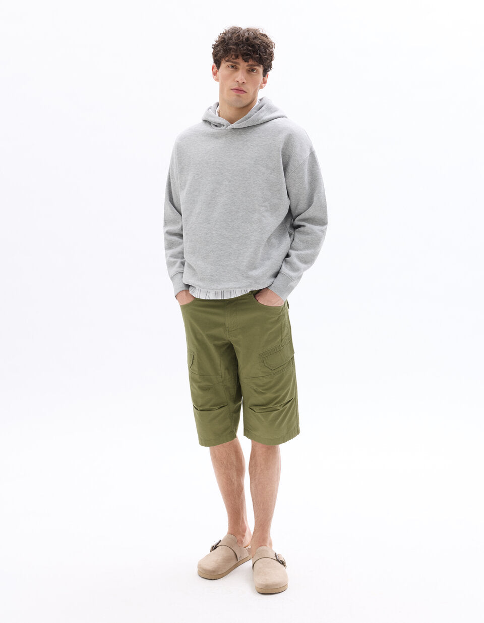 Pure Cotton Cargo Bermuda Shorts - Khaki — view 3
