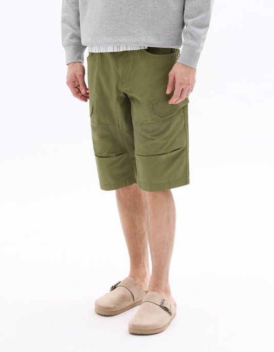 Pure Cotton Cargo Bermuda Shorts - Khaki — view 2