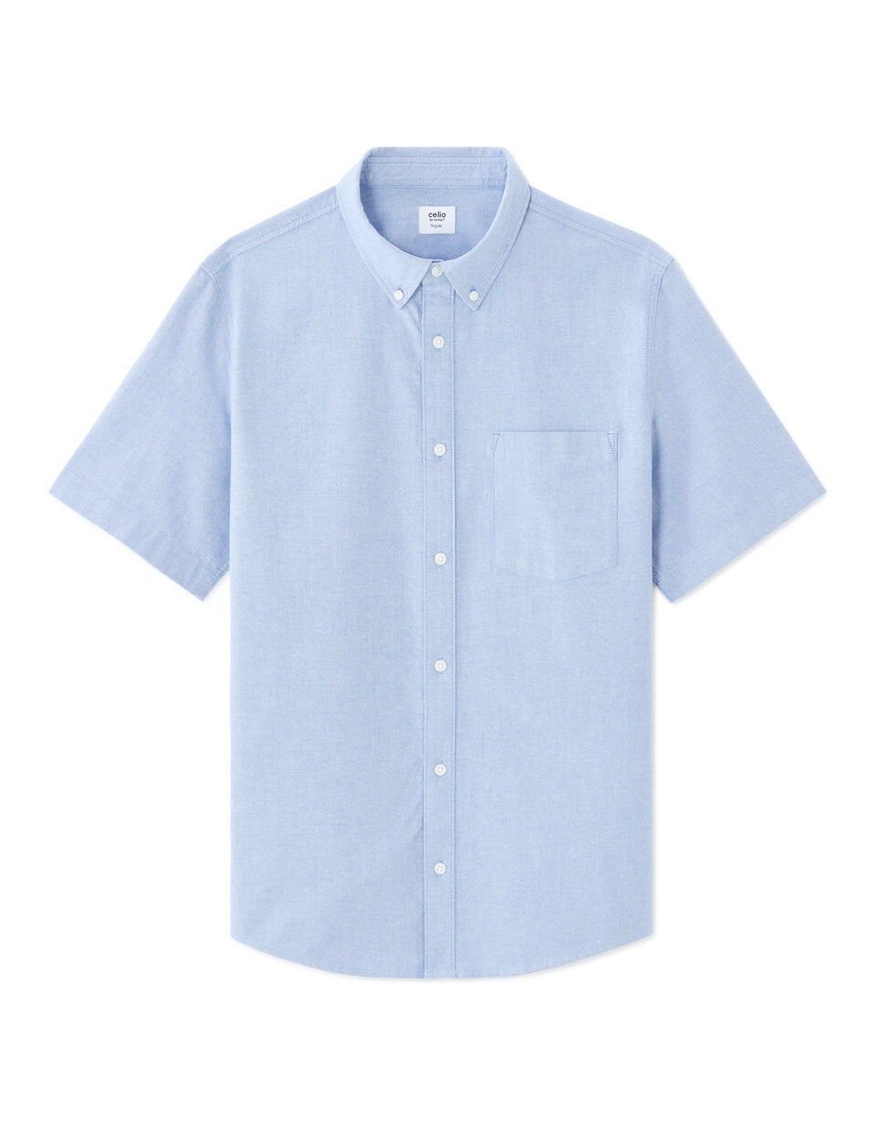 Regular-Fit Pure Cotton Oxford Short-Sleeve Shirt - Blue — view 1