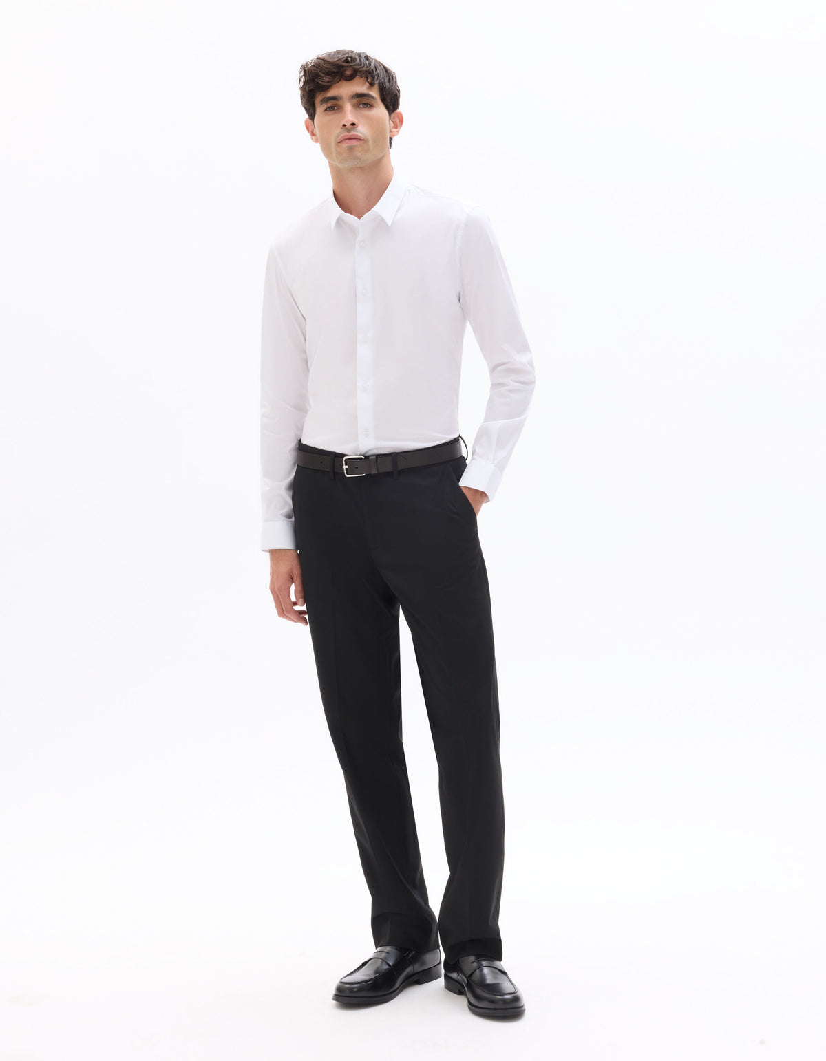 Regular-Fit Stretch Cotton Shirt - White — view 3