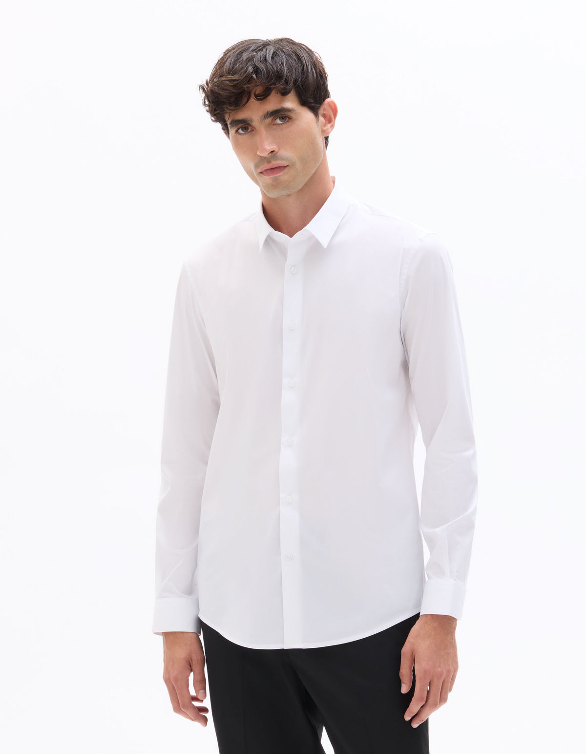 Regular-Fit Stretch Cotton Shirt - White — view 2