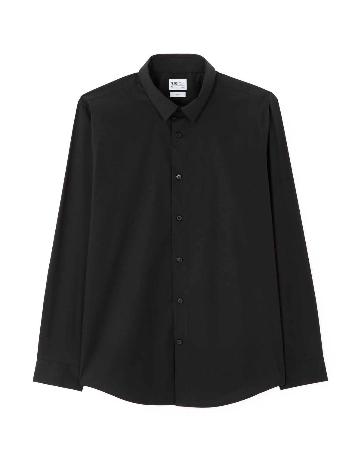 Regular-Fit Stretch Cotton Shirt - Black — view 1