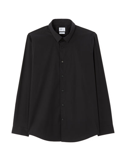 Regular-Fit Stretch Cotton Shirt - Black — view 1