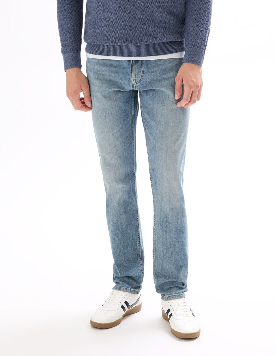 Slim-Fit Stretch Cotton Jeans - Light Blue — view 3