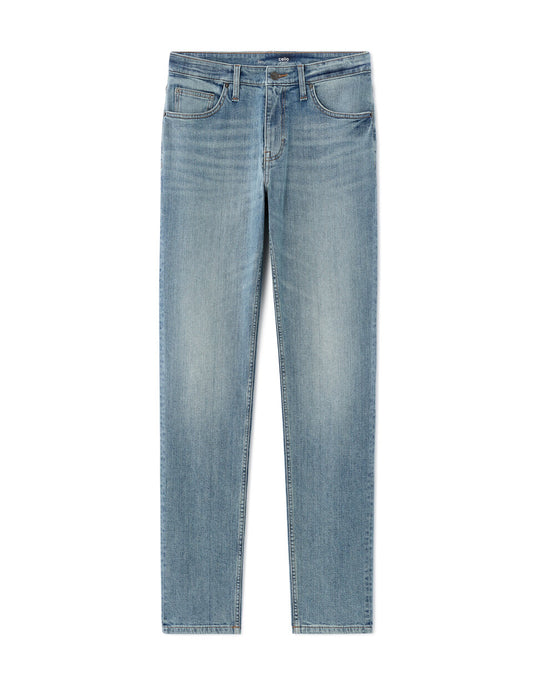 Slim-Fit Stretch Cotton Jeans - Light Blue — view 1