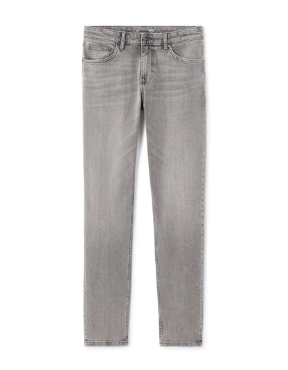 Slim-Fit Stretch Cotton Jeans - Light Grey — view 1