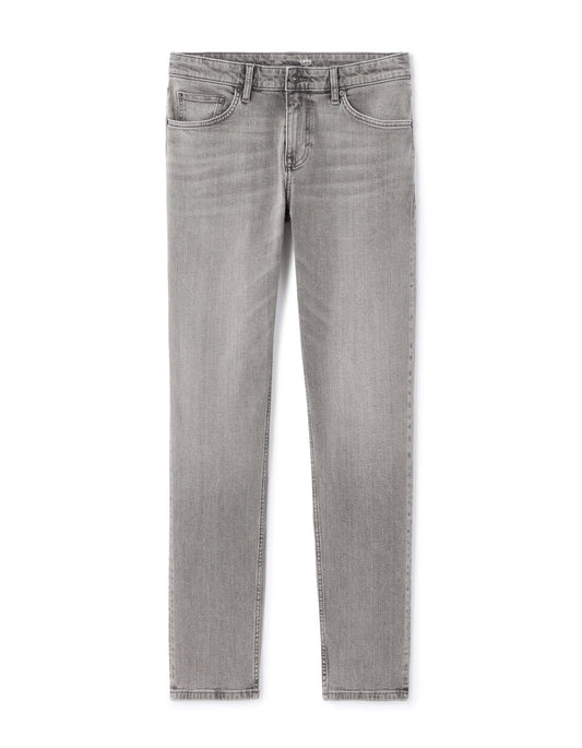 Slim-Fit Stretch Cotton Jeans - Light Grey — view 1