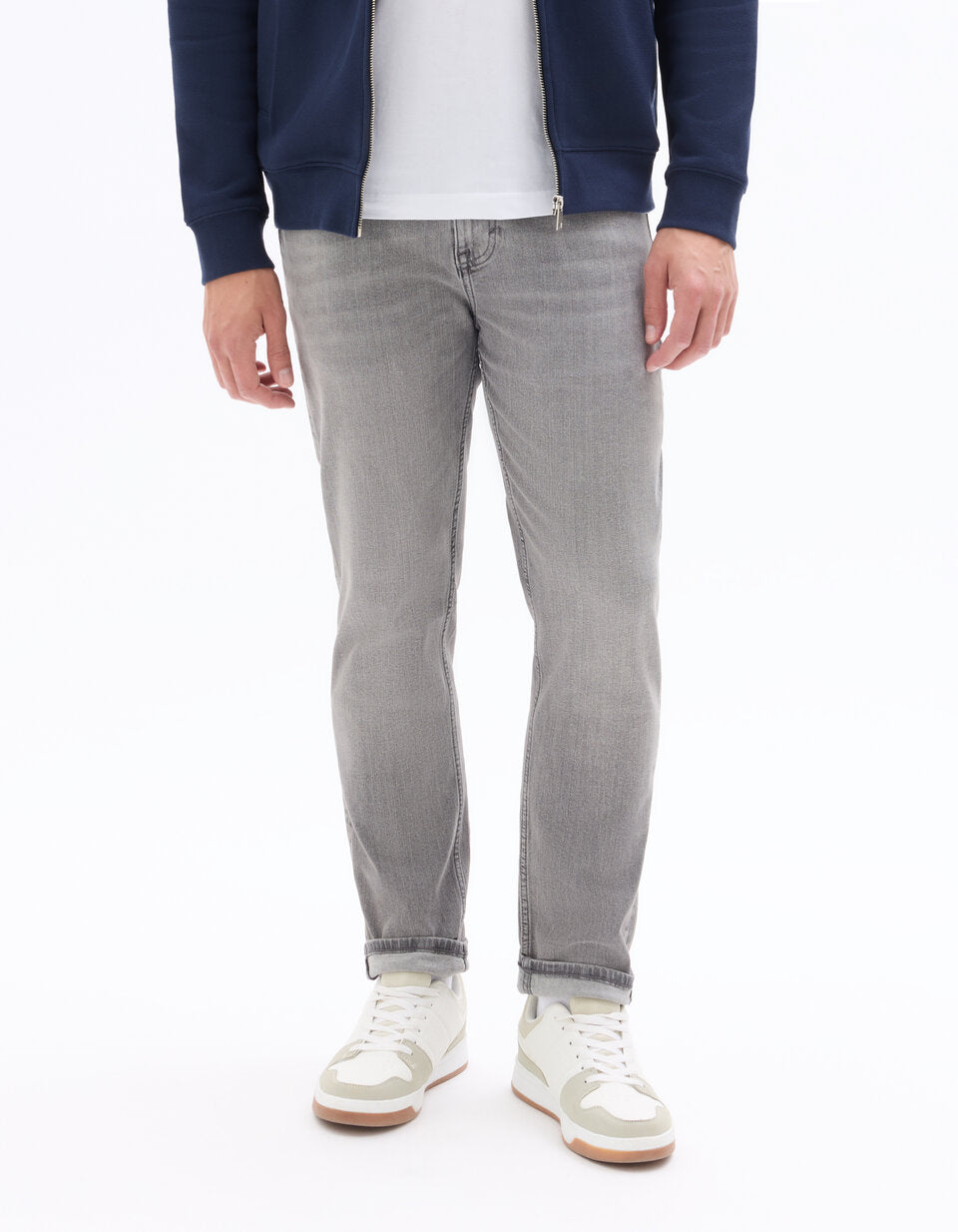 Slim-Fit Stretch Cotton Jeans - Light Grey — view 2