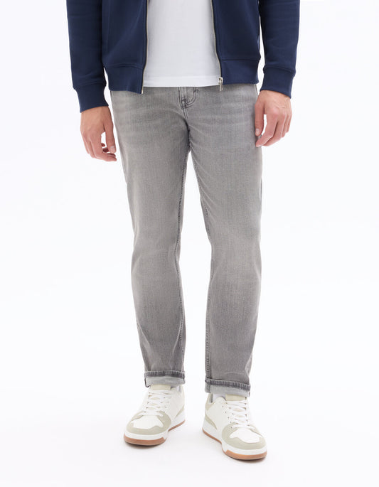 Slim-Fit Stretch Cotton Jeans - Light Grey — view 2