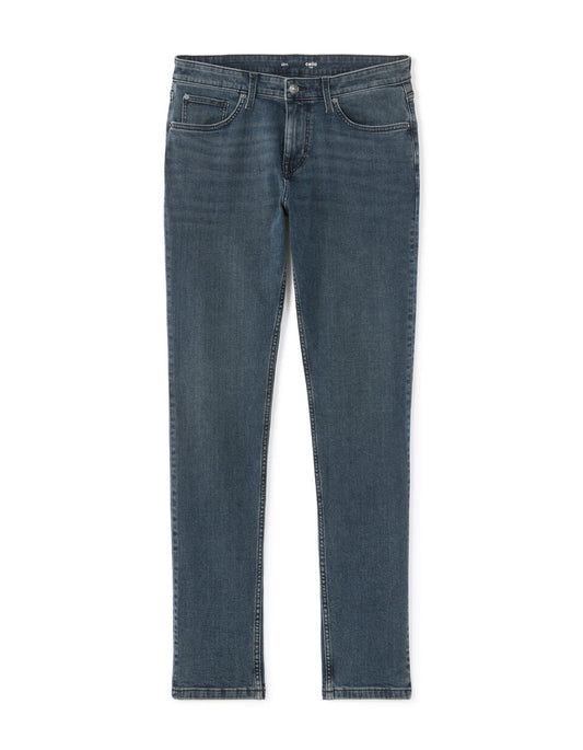 Slim-Fit Stretch Cotton Jeans - Dark Blue — view 1