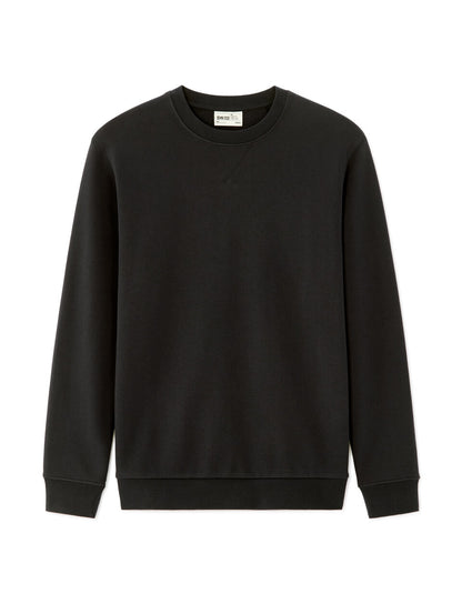 Regular-Fit Pure Cotton Crew-Neck Sweatshirt - Black — view 1