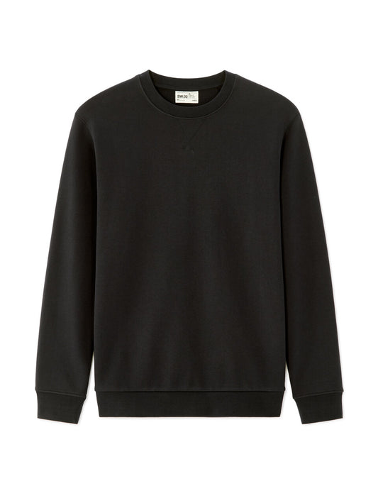 Regular-Fit Pure Cotton Crew-Neck Sweatshirt - Black — view 1