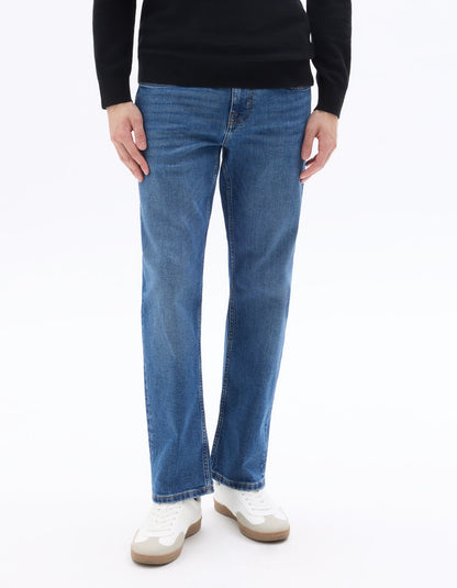 C.5 Regular-Fit Stretch Cotton Jeans - Stone Blue — view 3
