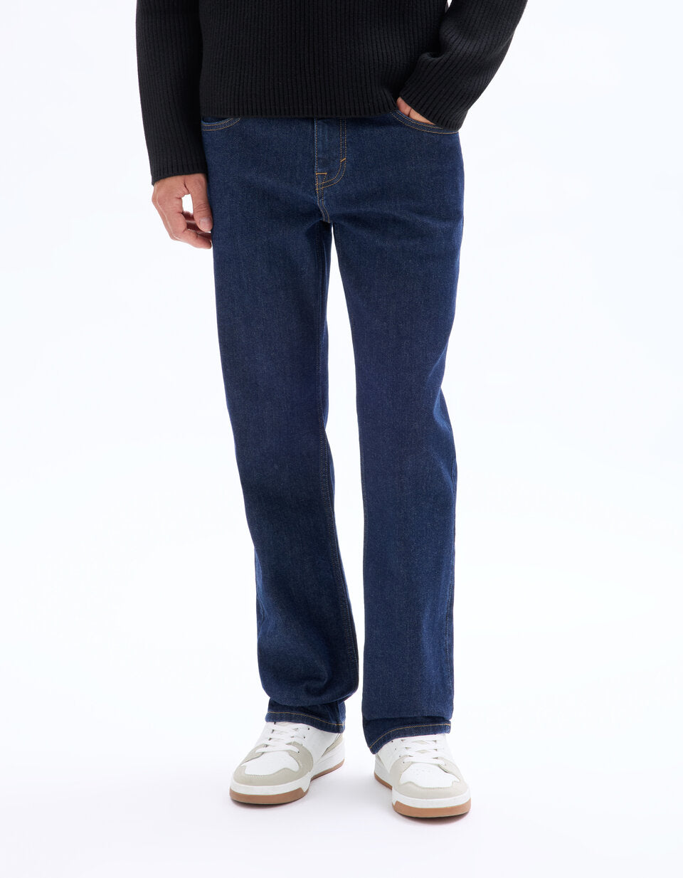 C.5 Regular-Fit Stretch Cotton Jeans - Raw Blue — view 3