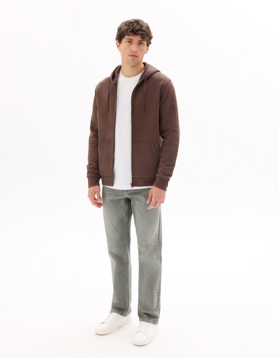 C.5 Regular-Fit Stretch Cotton Jeans - Light Grey — view 2