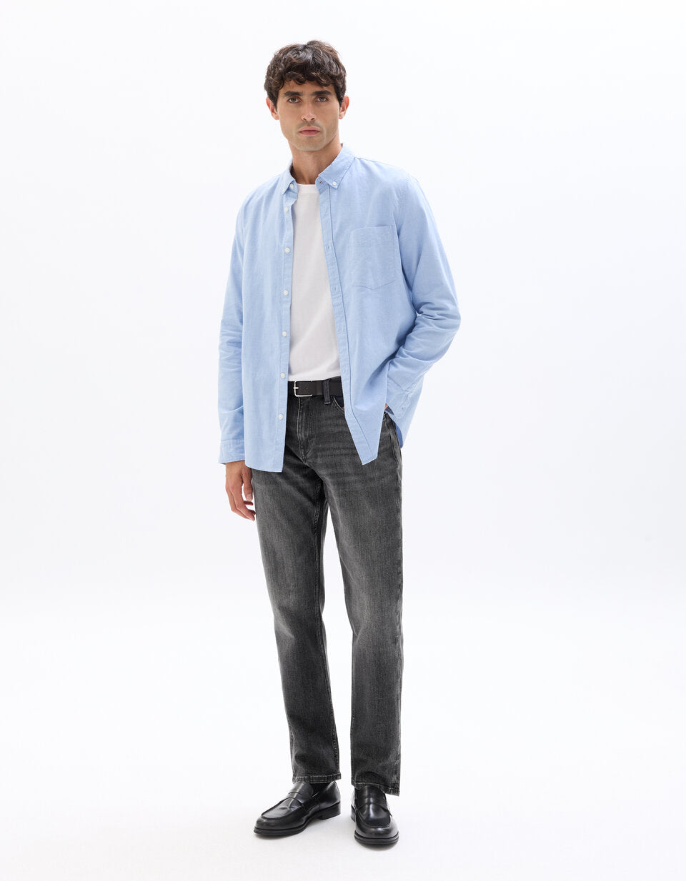 C.15 Straight-Fit Stretch Cotton Jeans - Grey — view 3