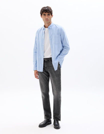 C.15 Straight-Fit Stretch Cotton Jeans - Grey — view 3