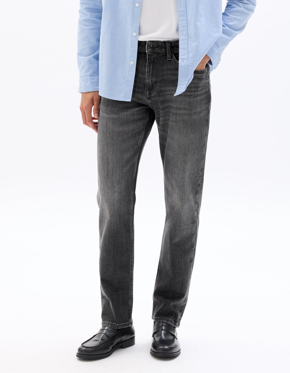 C.15 Straight-Fit Stretch Cotton Jeans - Grey — view 2