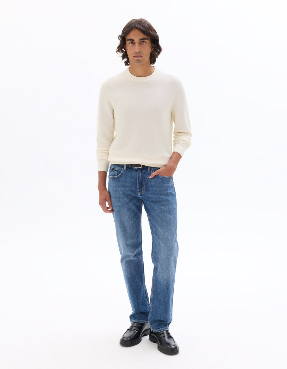 C.15 Straight-Fit Stretch Cotton Jeans - Blue — view 3