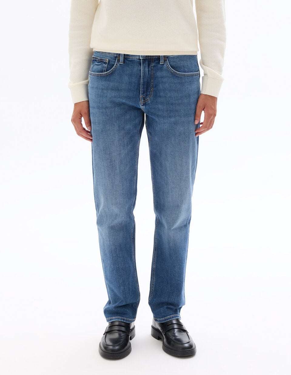 C.15 Straight-Fit Stretch Cotton Jeans - Blue — view 2