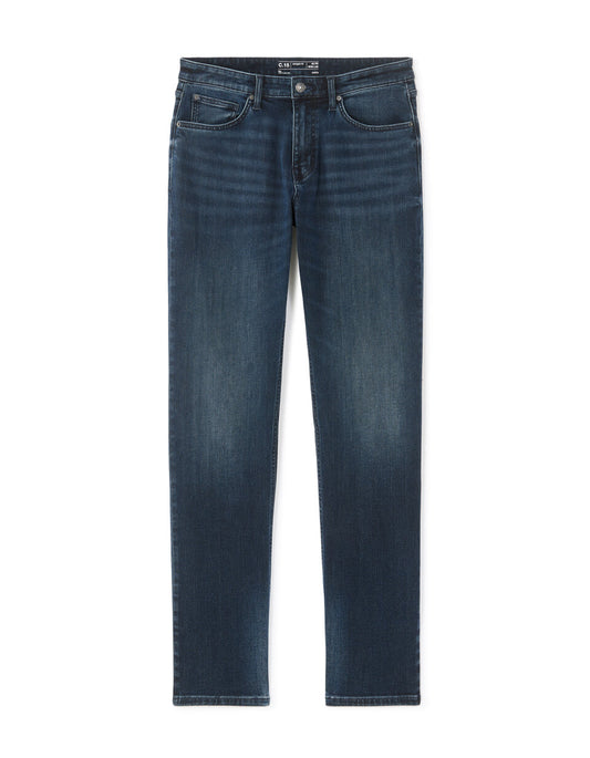C.15 Straight-Fit Stretch Cotton Jeans - Dark Blue — view 1