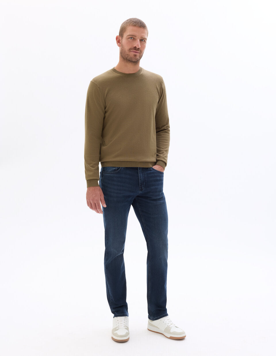 C.15 Straight-Fit Stretch Cotton Jeans - Dark Blue — view 2