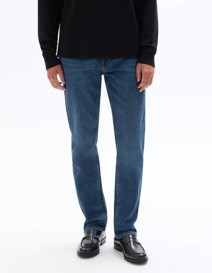 C.35 Straight-Fit Stretch Knit Jeans - Blue — view 2
