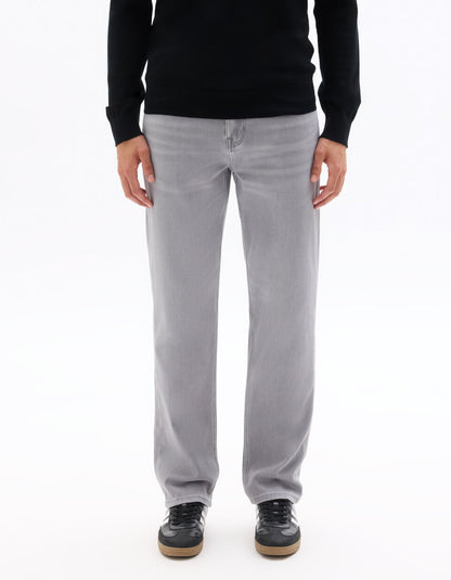 C.35 Straight-Fit Stretch Knit Jeans - Light Grey — view 3