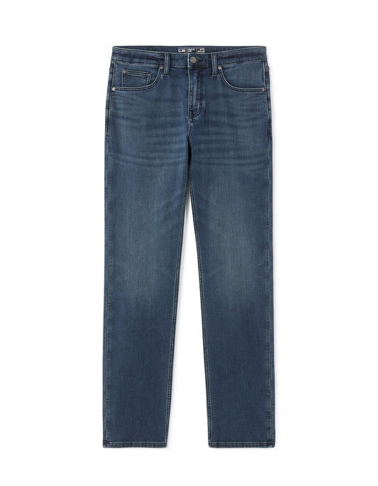 C.35 Straight-Fit Stretch Knit Jeans - Dark Blue — view 1