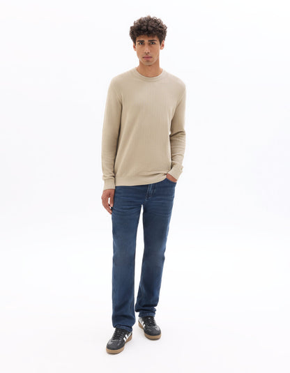 C.35 Straight-Fit Stretch Knit Jeans - Dark Blue — view 2