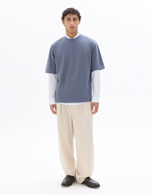 Oversized Crew-Neck T-Shirt - Blue — view 2