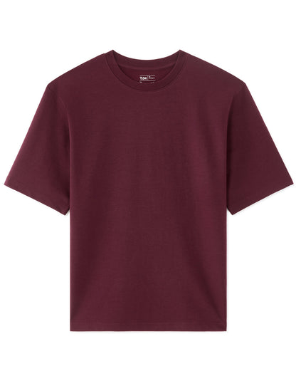 Oversized Crew-Neck T-Shirt - Dark Red — view 1