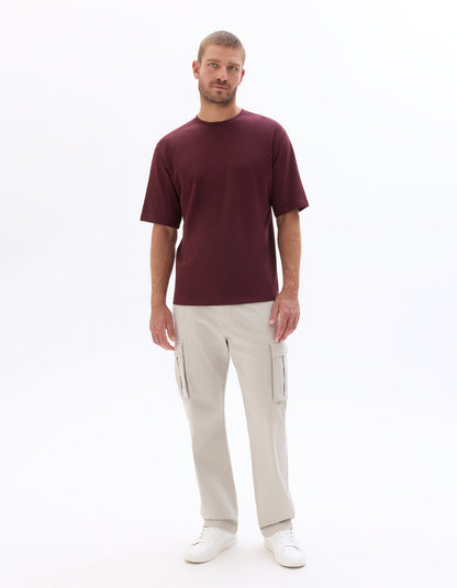 Oversized Crew-Neck T-Shirt - Dark Red — view 2
