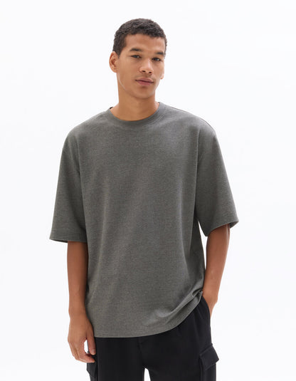 Oversized Crew-Neck T-Shirt - Heather Anthracite — view 2
