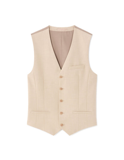 Slim-Fit Stretch Suit Waistcoat - Light Beige — view 1