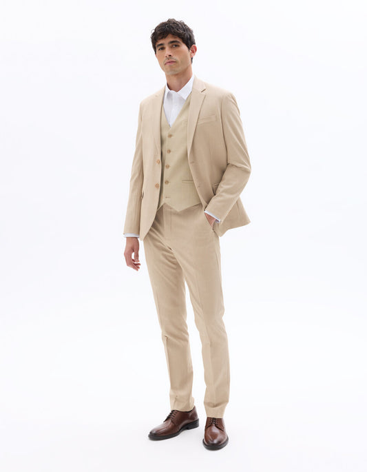 Slim-Fit Stretch Suit Waistcoat - Light Beige — view 2
