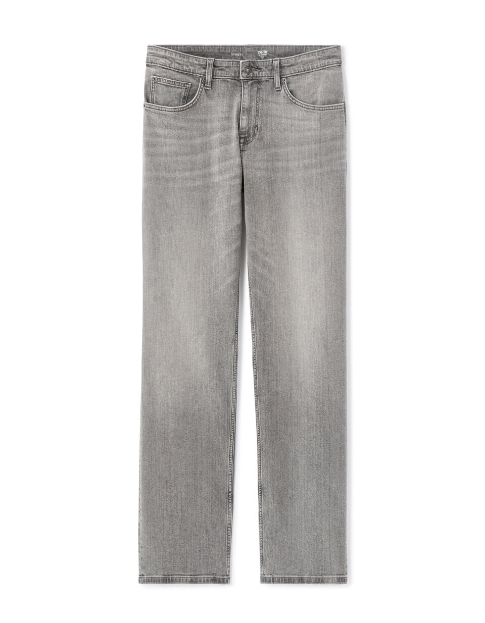 Straight-Fit Stretch Cotton Jeans - Light Grey — view 1