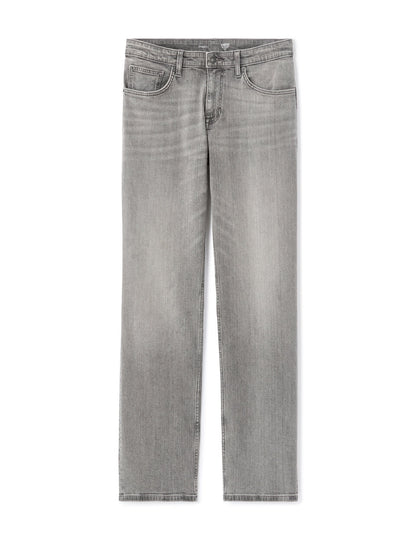 Straight-Fit Stretch Cotton Jeans - Light Grey — view 1