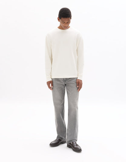 Straight-Fit Stretch Cotton Jeans - Light Grey — view 2