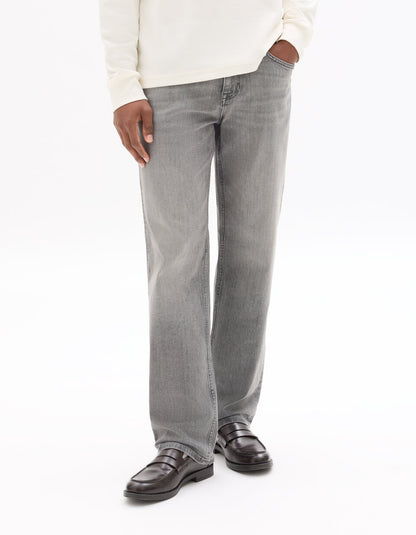 Straight-Fit Stretch Cotton Jeans - Light Grey — view 3