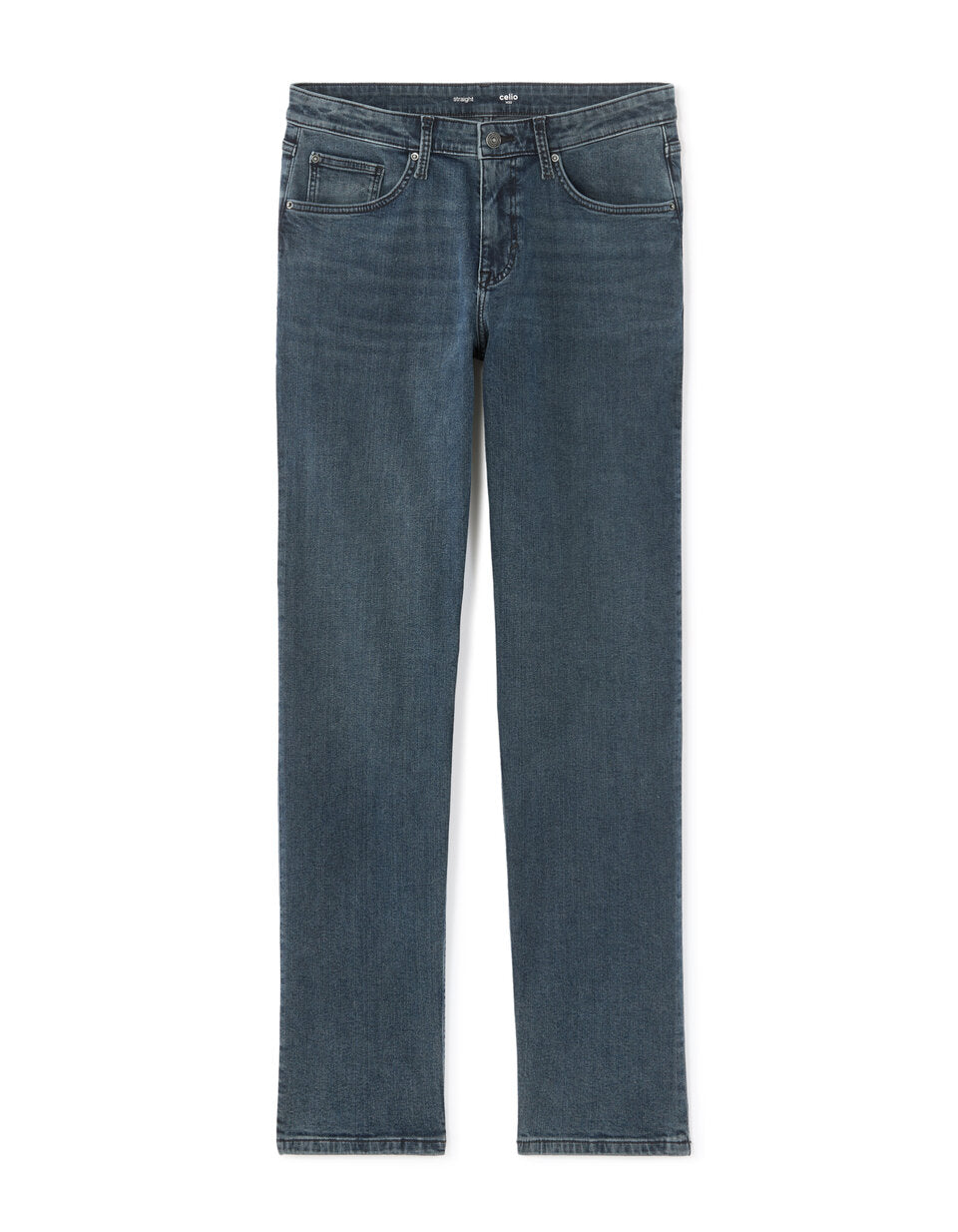 Straight-Fit Stretch Cotton Jeans - Dark Blue — view 1
