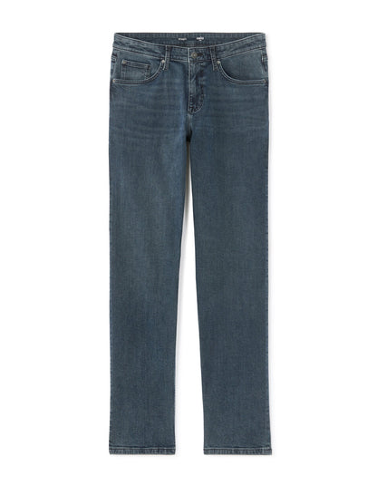 Straight-Fit Stretch Cotton Jeans - Dark Blue — view 1